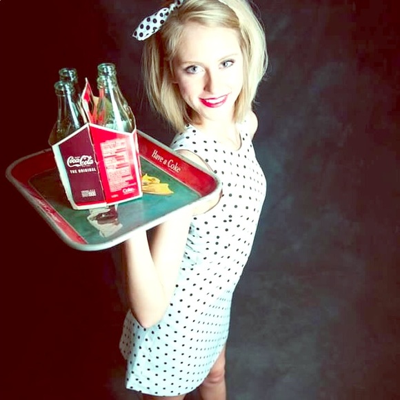 Express Dresses & Skirts - Black and white polka dot mini dress Express